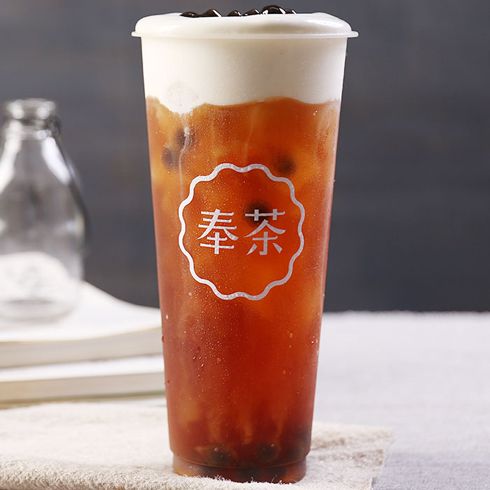 奉茶茶戀花飲品-黑糖珍珠奶蓋茶